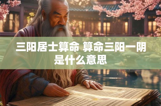 三阳居士算命 算命三阳一阴是什么意思