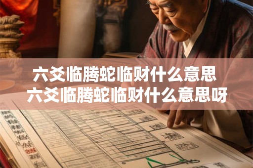 六爻临腾蛇临财什么意思 六爻临腾蛇临财什么意思呀