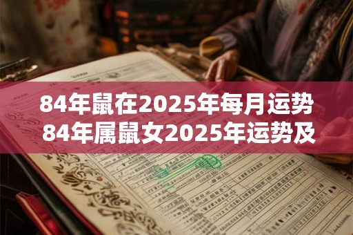 84年鼠在2025年每月运势 84年属鼠女2025年运势及运程详解