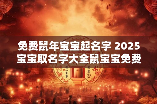 免费鼠年宝宝起名字 2025宝宝取名字大全鼠宝宝免费的