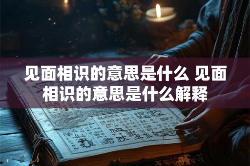见面相识的意思是什么 见面相识的意思是什么解释