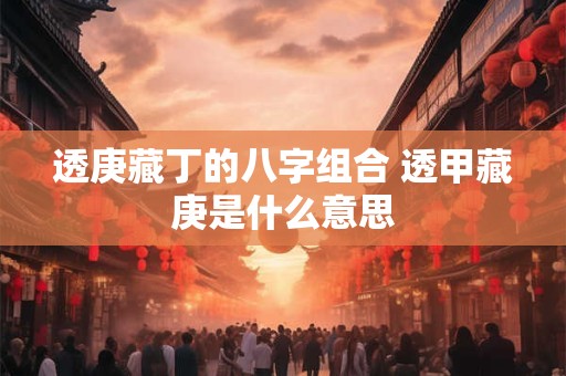 透庚藏丁的八字组合 透甲藏庚是什么意思