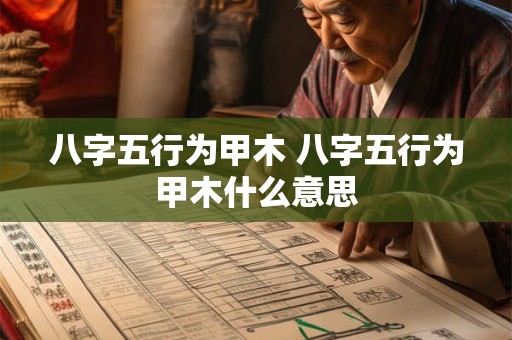 八字五行为甲木 八字五行为甲木什么意思