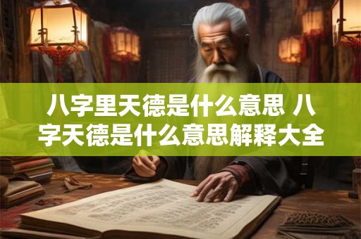 八字里天德是什么意思 八字天德是什么意思解释大全