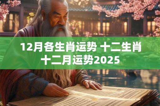 12月各生肖运势 十二生肖十二月运势2025