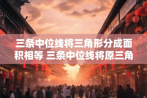 三条中位线将三角形分成面积相等 三条中位线将原三角形划分出三个面积相等的平行四边形