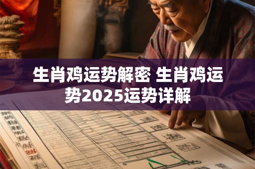 生肖鸡运势解密 生肖鸡运势2025运势详解