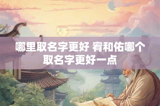哪里取名字更好 宥和佑哪个取名字更好一点