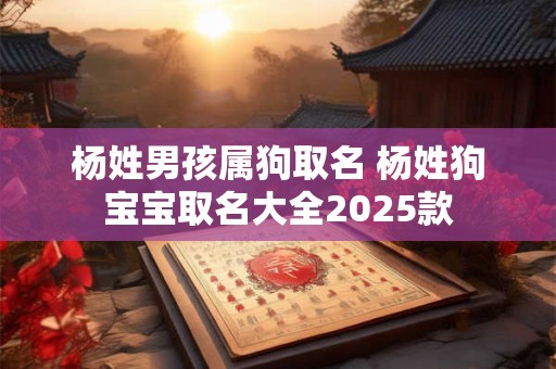 杨姓男孩属狗取名 杨姓狗宝宝取名大全2025款