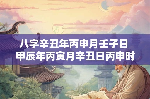 八字辛丑年丙申月壬子日 甲辰年丙寅月辛丑日丙申时八字命运