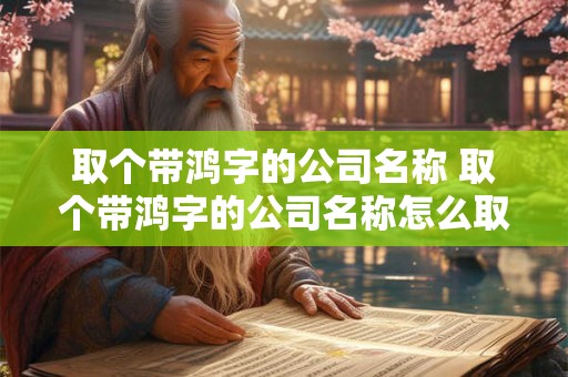 详细阅读:取个带鸿字的公司名称 取个带鸿字的公司名称怎么取 取个带鸿字的公司名称 取个带鸿字的公司名称怎么取
