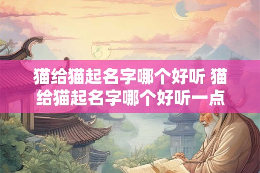 猫给猫起名字哪个好听 猫给猫起名字哪个好听一点