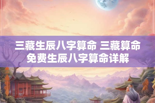 三藏生辰八字算命 三藏算命免费生辰八字算命详解
