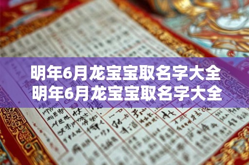 明年6月龙宝宝取名字大全 明年6月龙宝宝取名字大全及寓意