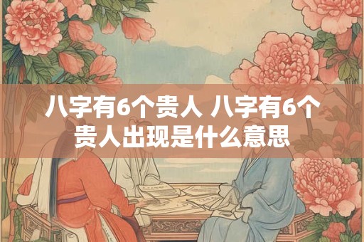 八字有6个贵人 八字有6个贵人出现是什么意思