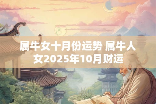 属牛女十月份运势 属牛人女2025年10月财运
