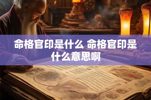 命格官印是什么 命格官印是什么意思啊