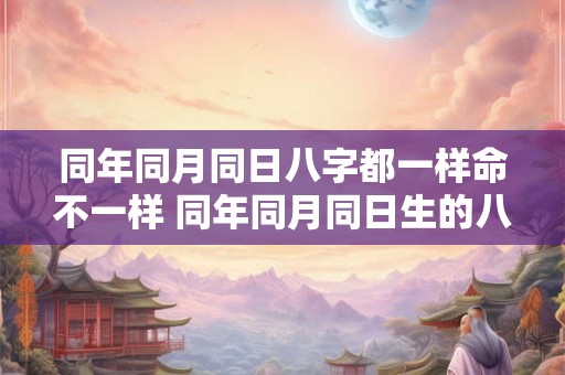同年同月同日八字都一样命不一样 同年同月同日生的八字命运差别在哪里