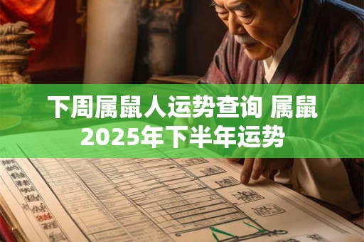 下周属鼠人运势查询 属鼠2025年下半年运势