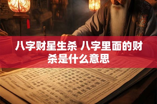 八字财星生杀 八字里面的财杀是什么意思