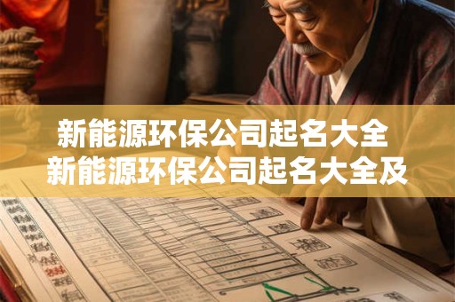 新能源环保公司起名大全 新能源环保公司起名大全及寓意