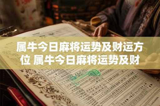 详细阅读:属牛今日麻将运势及财运方位 属牛今日麻将运势及财运方位吉凶 属牛今日麻将运势及财运方位 属牛今日麻将运势及财运方位吉凶