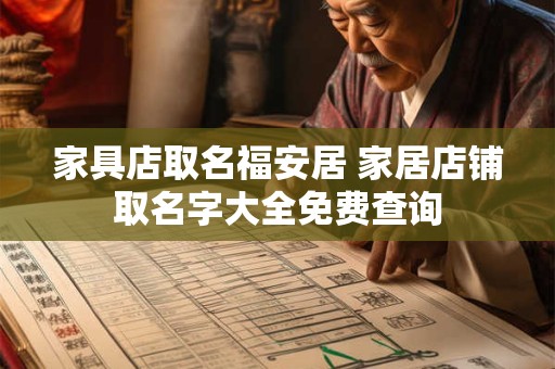 家具店取名福安居 家居店铺取名字大全免费查询