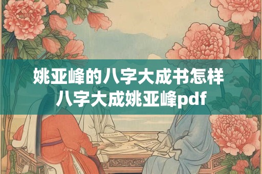 姚亚峰的八字大成书怎样 八字大成姚亚峰pdf