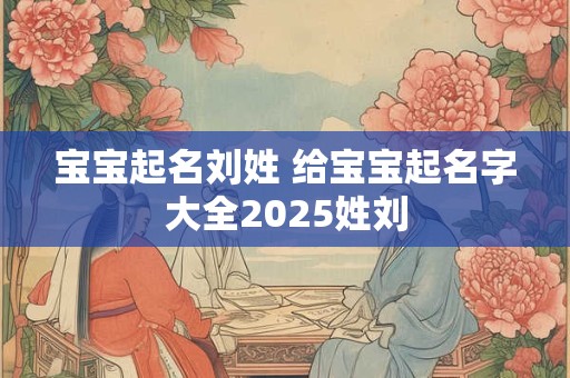 宝宝起名刘姓 给宝宝起名字大全2025姓刘