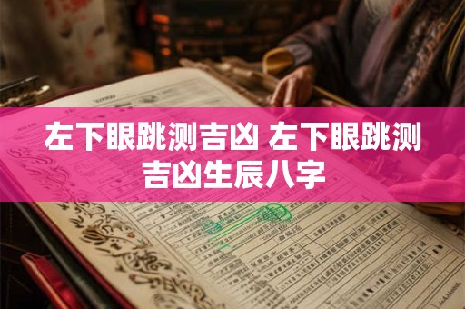 左下眼跳测吉凶 左下眼跳测吉凶生辰八字