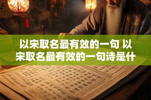 以宋取名最有效的一句 以宋取名最有效的一句诗是什么