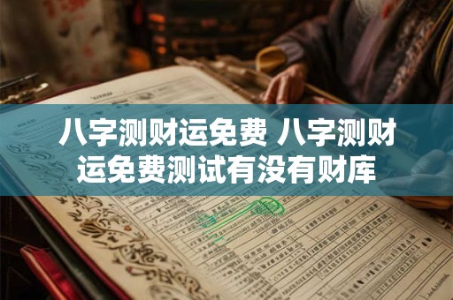 八字测财运免费 八字测财运免费测试有没有财库