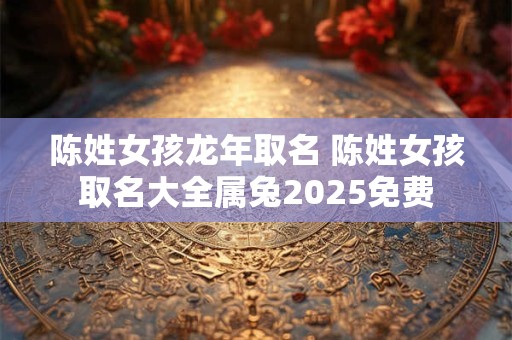 陈姓女孩龙年取名 陈姓女孩取名大全属兔2025免费