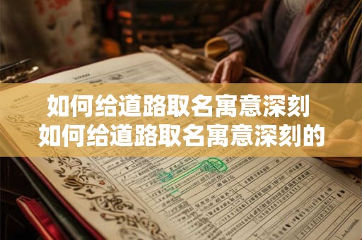 如何给道路取名寓意深刻 如何给道路取名寓意深刻的名字