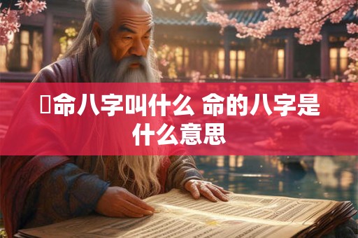 祘命八字叫什么 命的八字是什么意思