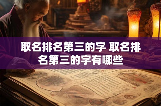 取名排名第三的字 取名排名第三的字有哪些