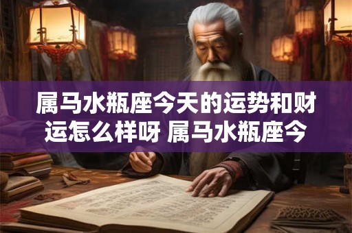属马水瓶座今天的运势和财运怎么样呀 属马水瓶座今天的运势和财运怎么样呀女生