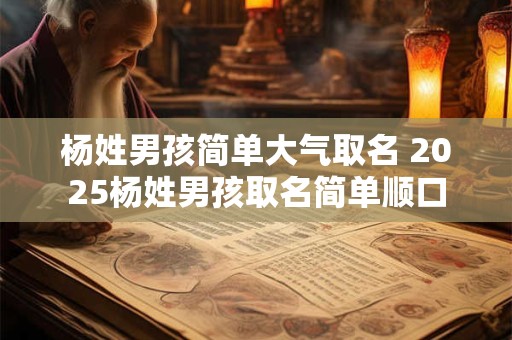 杨姓男孩简单大气取名 2025杨姓男孩取名简单顺口