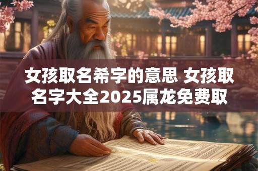 女孩取名希字的意思 女孩取名字大全2025属龙免费取名