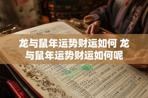 龙与鼠年运势财运如何 龙与鼠年运势财运如何呢