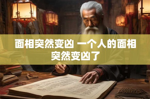 面相突然变凶 一个人的面相突然变凶了 面相突然变凶 一个人的面相突然变凶了