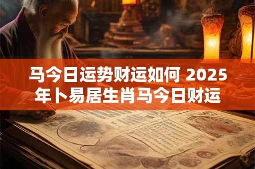 马今日运势财运如何 2025年卜易居生肖马今日财运