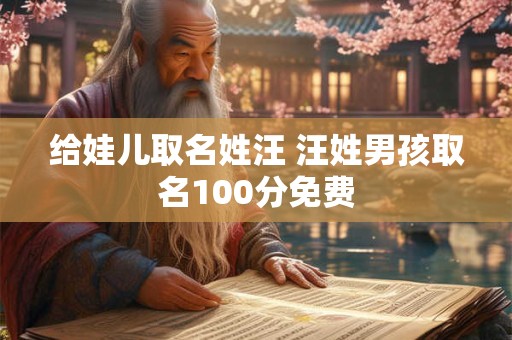 给娃儿取名姓汪 汪姓男孩取名100分免费