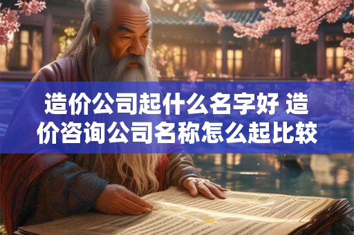 造价公司起什么名字好 造价咨询公司名称怎么起比较好