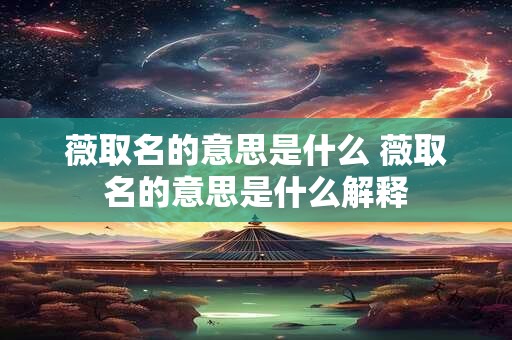 薇取名的意思是什么 薇取名的意思是什么解释