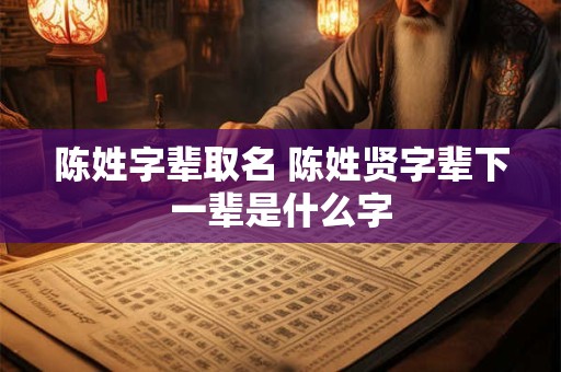 陈姓字辈取名 陈姓贤字辈下一辈是什么字