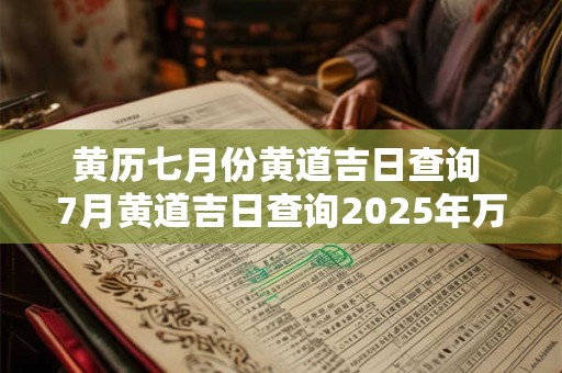 黄历七月份黄道吉日查询 7月黄道吉日查询2025年万年历