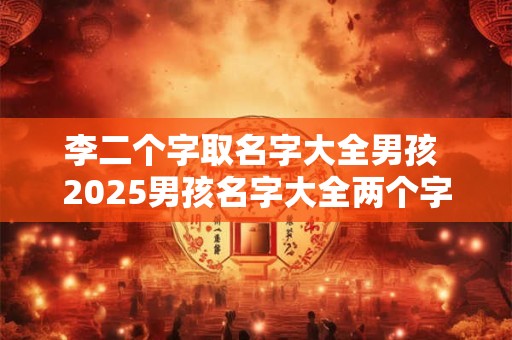 李二个字取名字大全男孩 2025男孩名字大全两个字的 姓李的