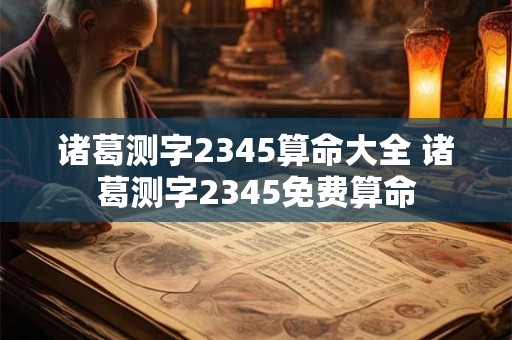 诸葛测字2345算命大全 诸葛测字2345免费算命