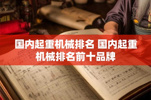 国内起重机械排名 国内起重机械排名前十品牌